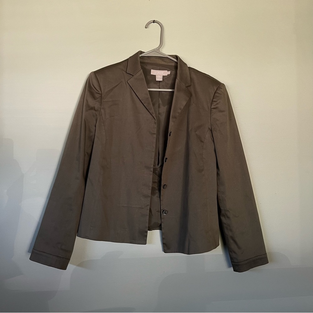 JCrew Olive Cropped Blazer